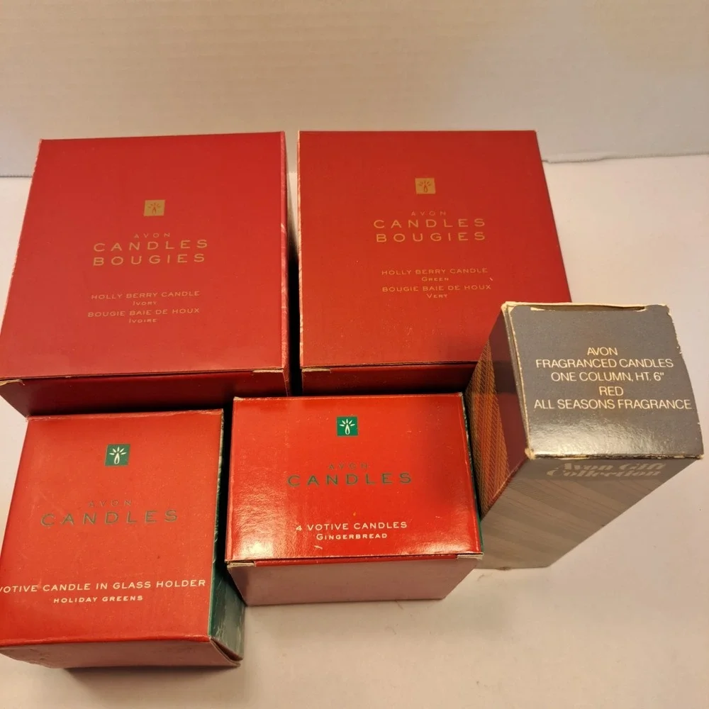 Avon Lot of 8 Fragranced Holiday Christmas Candles Pillar Tealights Votive